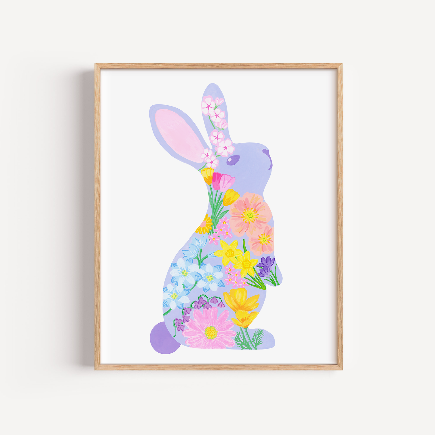 Spring Flowers Bunny Print