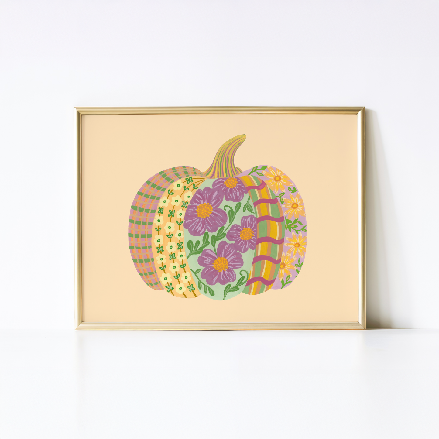 Patchwork Pumpkin Art Print
