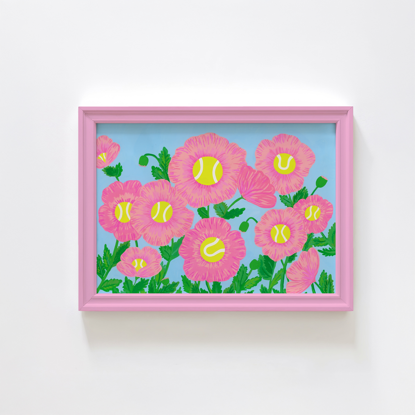 Pink Tennis Poppies Art Print