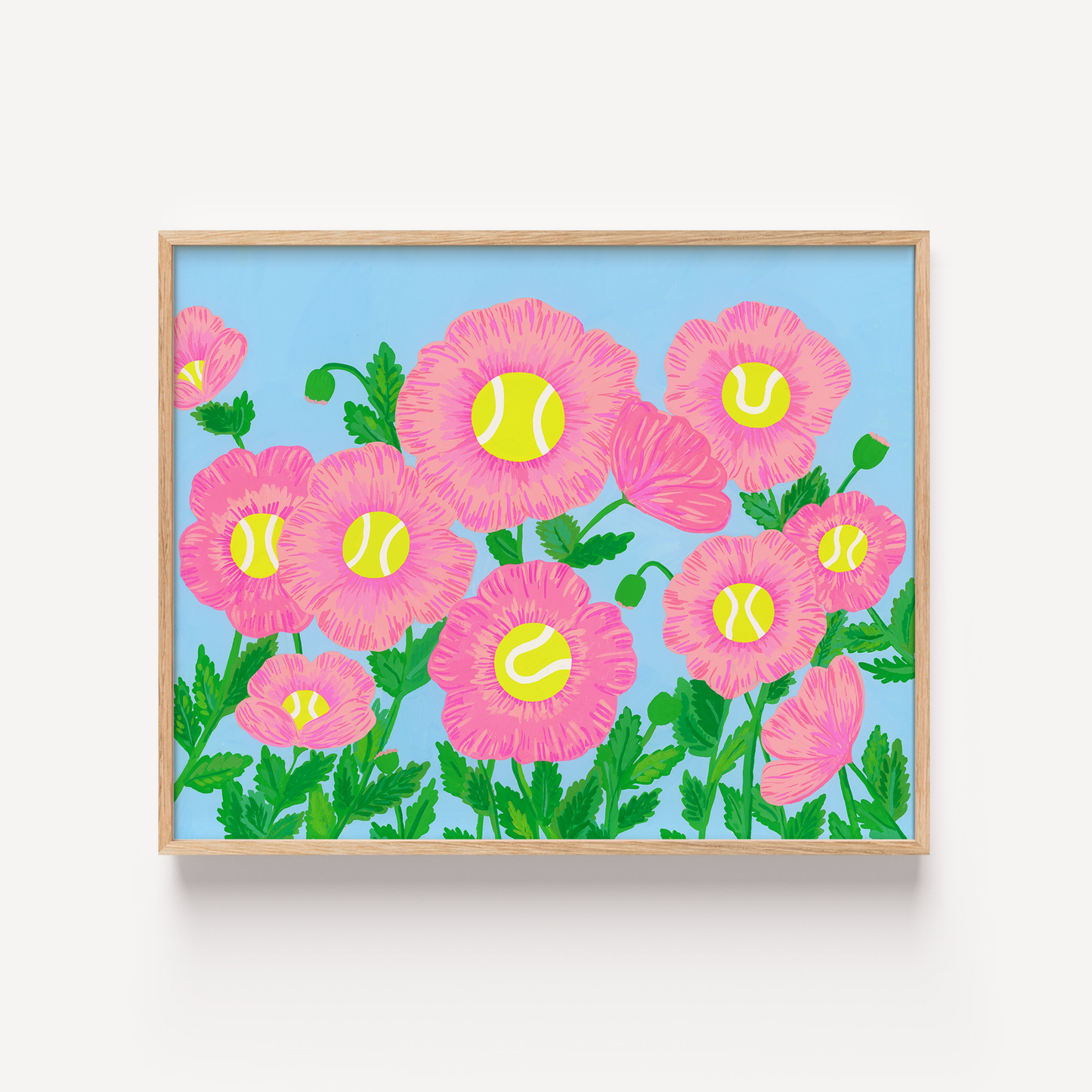 Pink Tennis Poppies Art Print