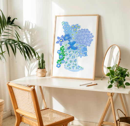 Big Blue Bouquet Art Print