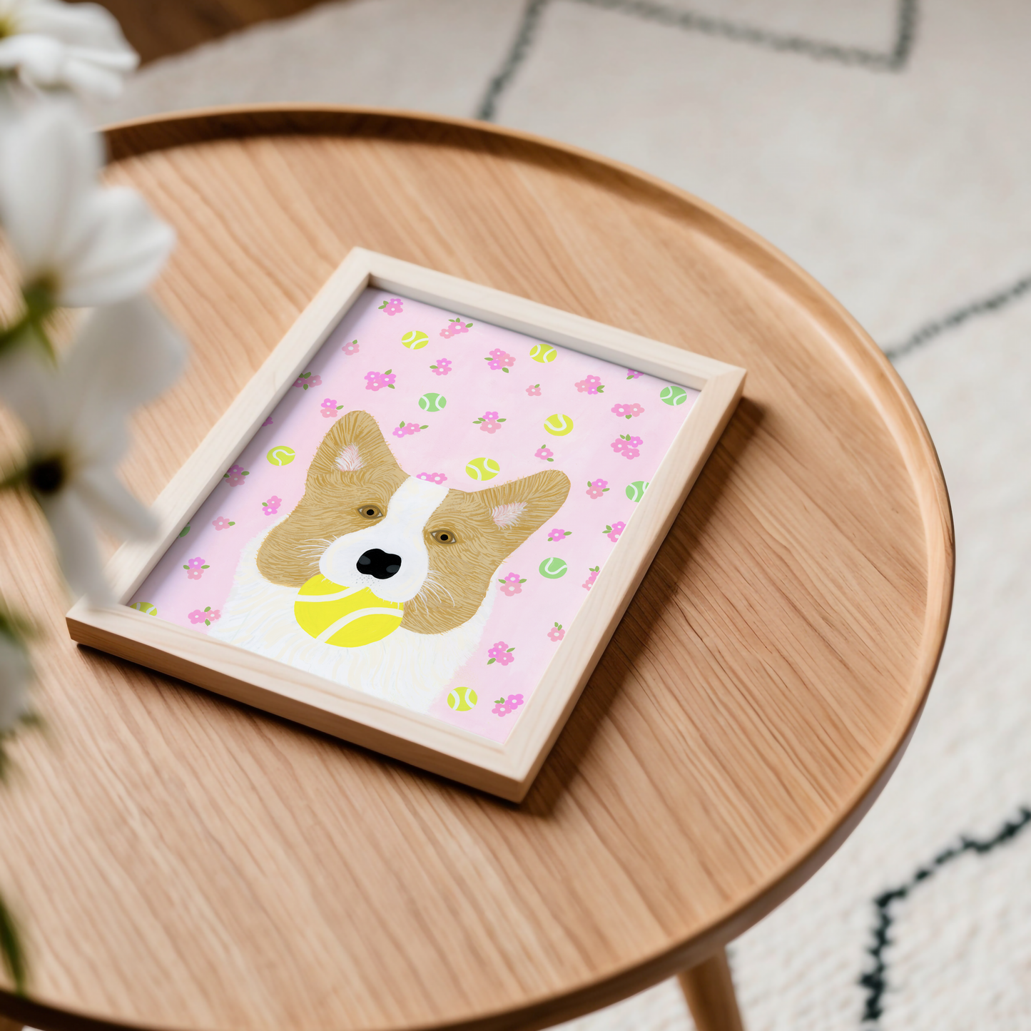 Tennis Corgi Art Print