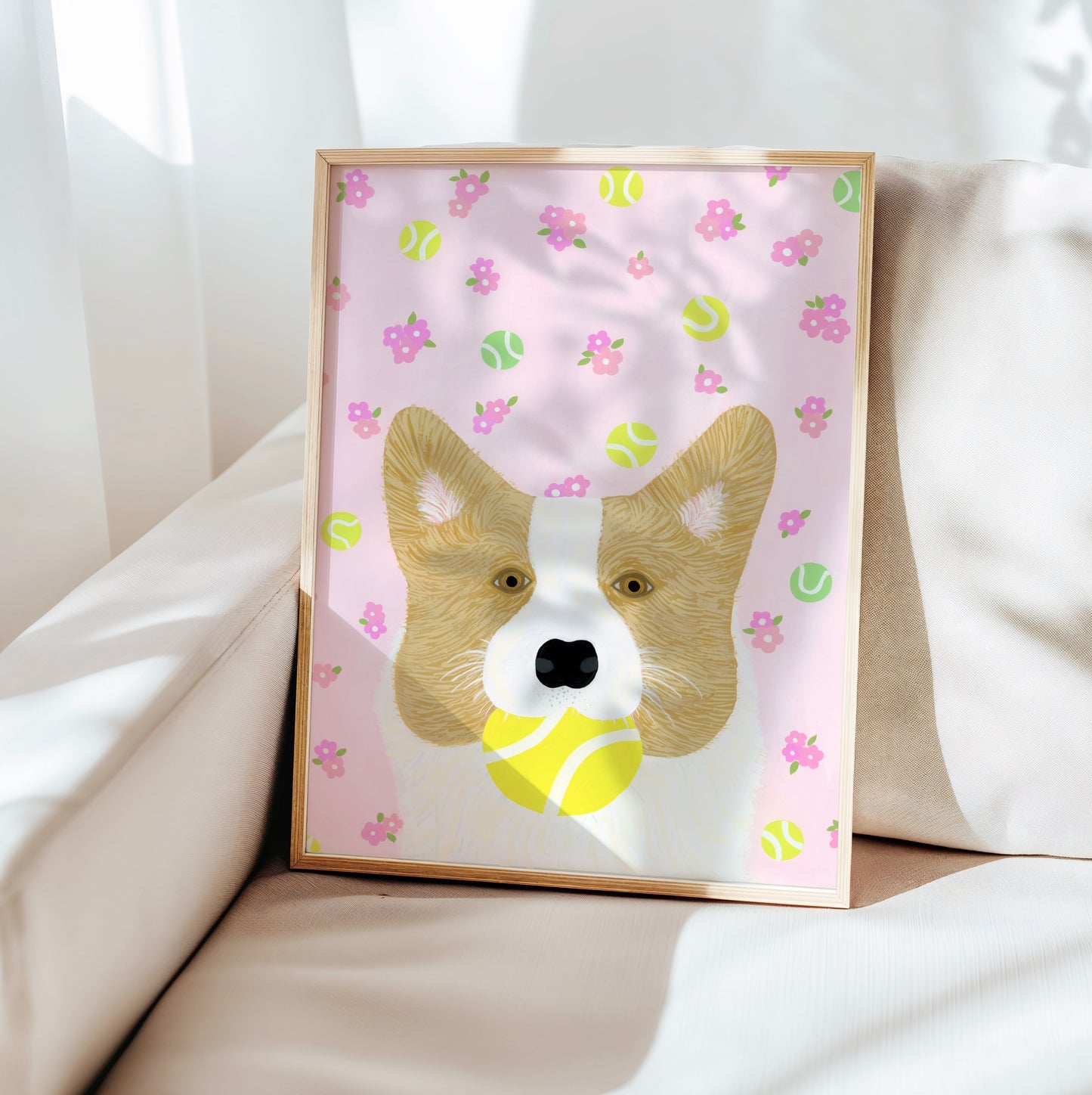 Tennis Corgi Art Print