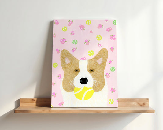 Tennis Corgi Art Print