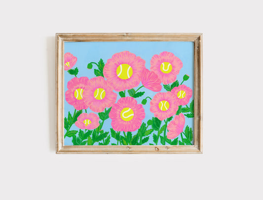 Pink Tennis Poppies Art Print